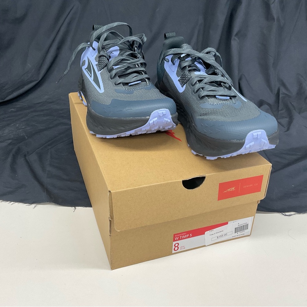 Altra Trail Running Shoes in Charcoal with Light Purple Accents